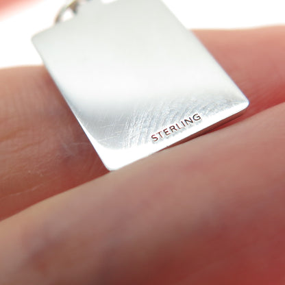 925 Sterling Red Enamel Status Independently Owned & Operated Minimalist Pendant