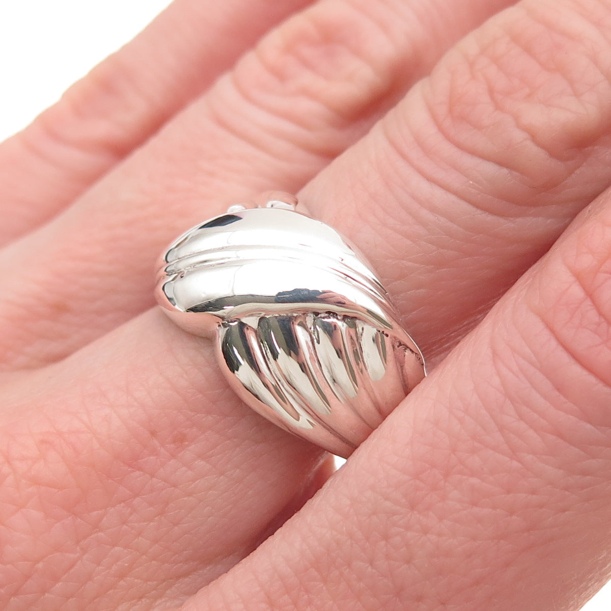 925 Sterling Silver Vintage Modernist Oxidized Ring Size 8.5
