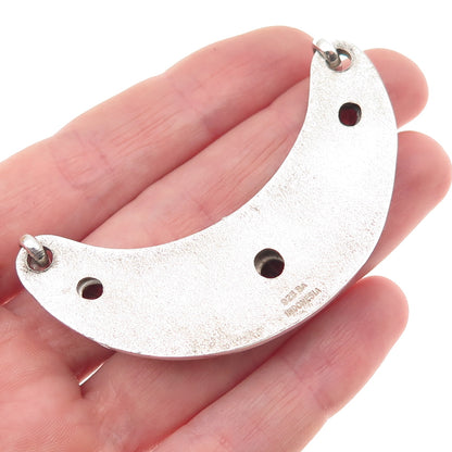 SUARTI BALI 925 Sterling Vintage Real Red Garnet Crescent Centerpiece Pendant