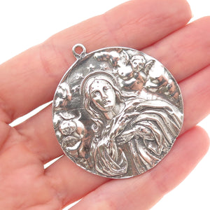 800 Silver Antique Art Deco European Mary Magdalene Medal Pendant