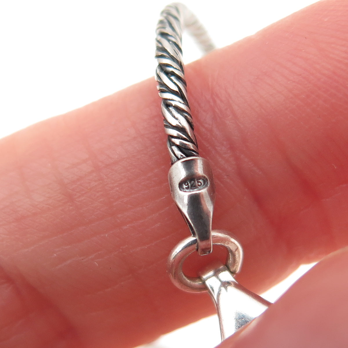 925 Sterling Silver Vintage Roman Glass Oxidized Chain Necklace 18"