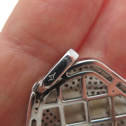 925 Sterling Silver Round-Cut Shaped C Z Trident Sparkle Pendant
