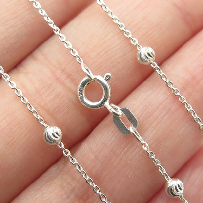 925 Sterling Silver Italy Diamond-Cut Ball Station Cable Chain Necklace 16"