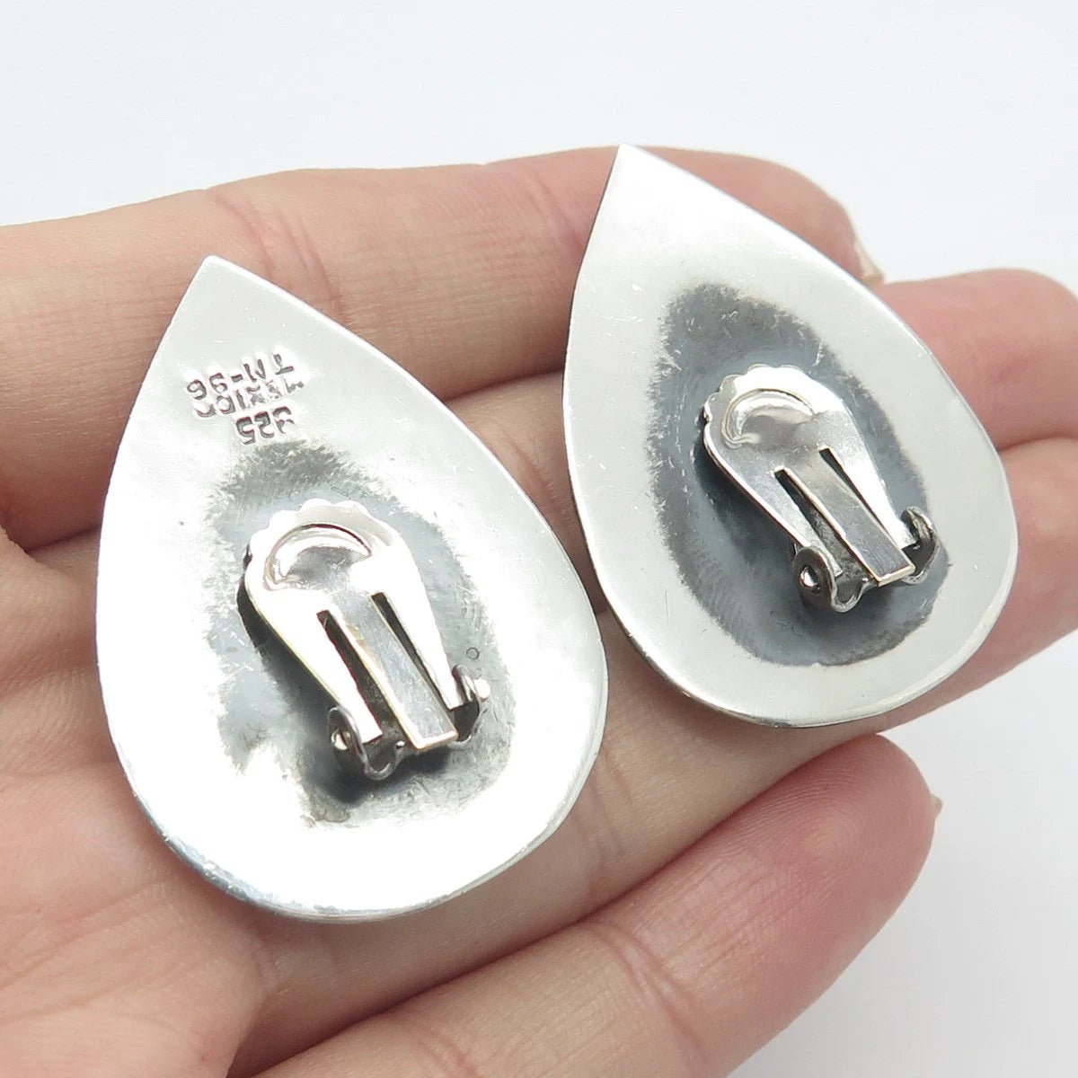 925 Sterling Silver Vintage Mexico Clip On Earrings