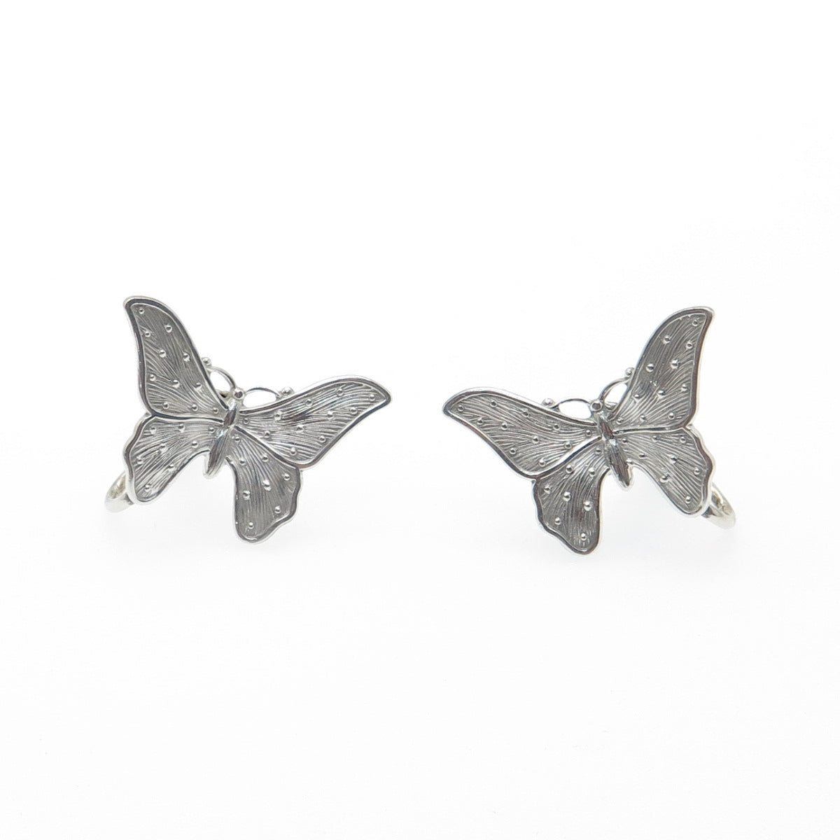BEAU 925 Sterling Silver Vintage Butterfly Screw Back Earrings