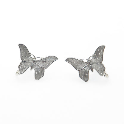 BEAU 925 Sterling Silver Vintage Butterfly Screw Back Earrings