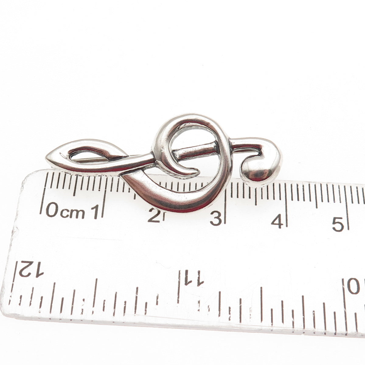 SHUBE 925 Sterling Silver Vintage Treble Clef Oxidized Pin Brooch