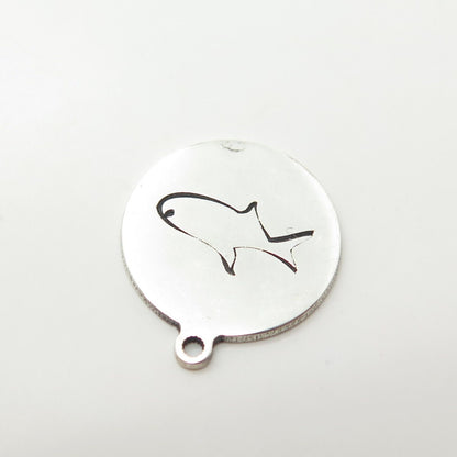 925 Sterling Silver USA Two In Town Shark Charm Pendant