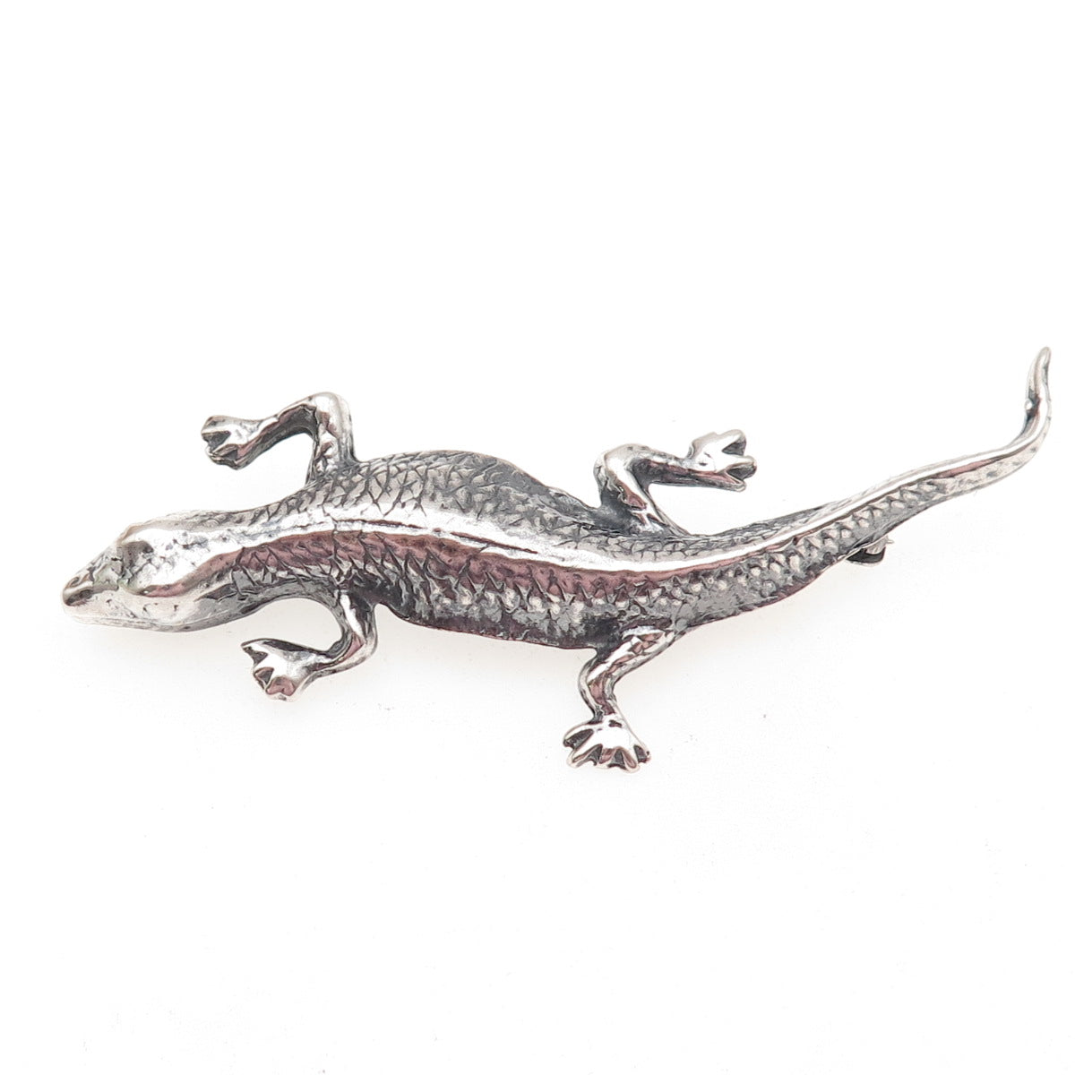 925 Sterling Silver Vintage Lizard Oxidized Pin Brooch
