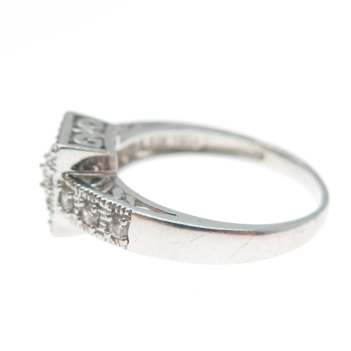 MEDA 925 Sterling Silver Round-Cut C Z Engagement Ring Size 8