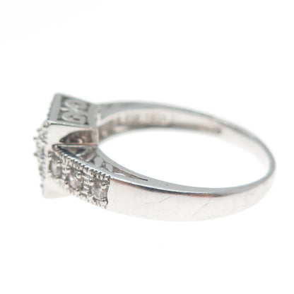 MEDA 925 Sterling Silver Round-Cut C Z Engagement Ring Size 8