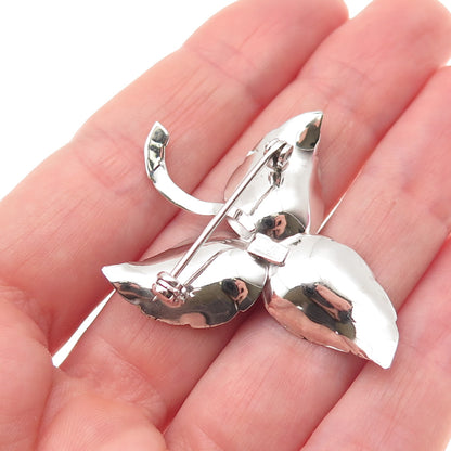 Binder Brothers 925 Sterling Silver Vintage Modernist Flower Pin Brooch