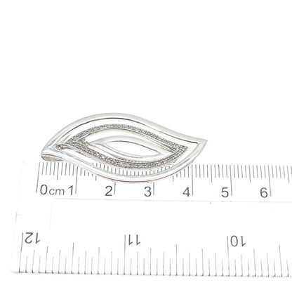 925 Sterling Silver Real Round-Cut Diamond Floral Petal Slide Pendant