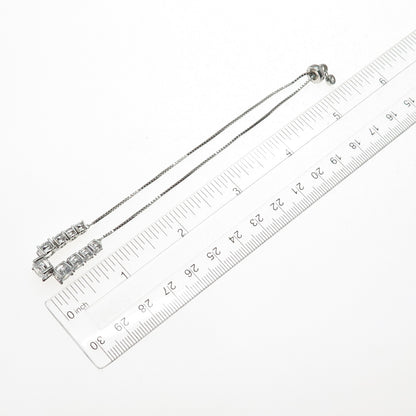 925 Sterling Silver Graduated Round-Cut C Z Adjustable Slide Bolo Bracelet 6-10"