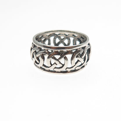 925 Sterling Silver Vintage Celtic Knot Oxidized Band Ring Size 6.5