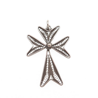 800 Silver Vintage Italy Charm Filigree Oxidized Charm Pendant