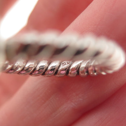 925 Sterling Silver Vintage Real Agate Twisted Oxidized Ring Size 4.75