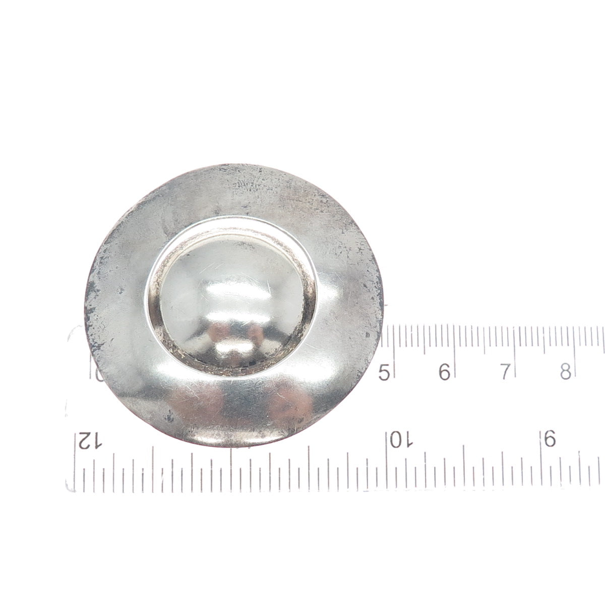 ZINA 925 Sterling Silver Vintage Modernist Disc Oxidized Pin Brooch