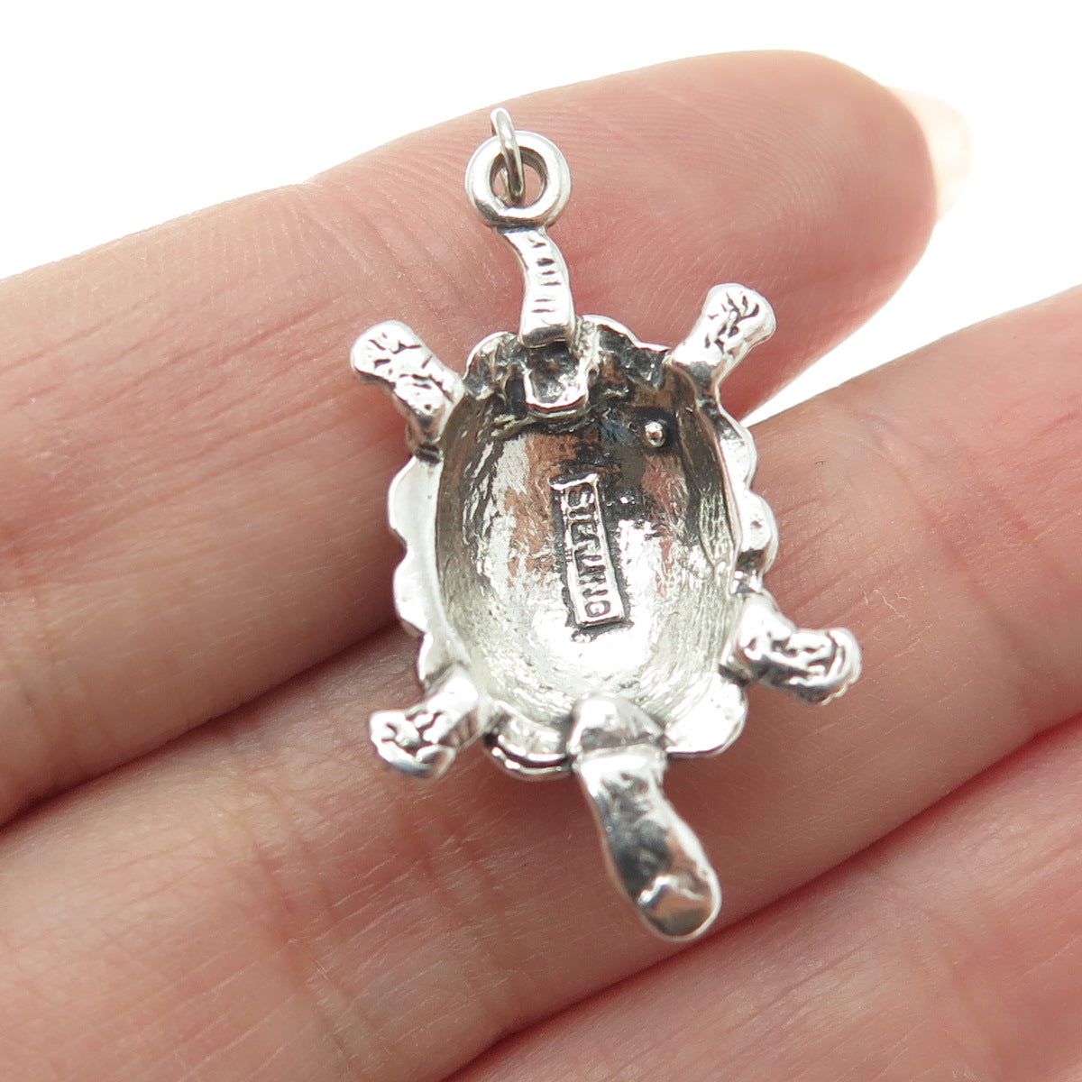 925 Sterling Silver Vintage Turtle Oxidized Charm Pendant