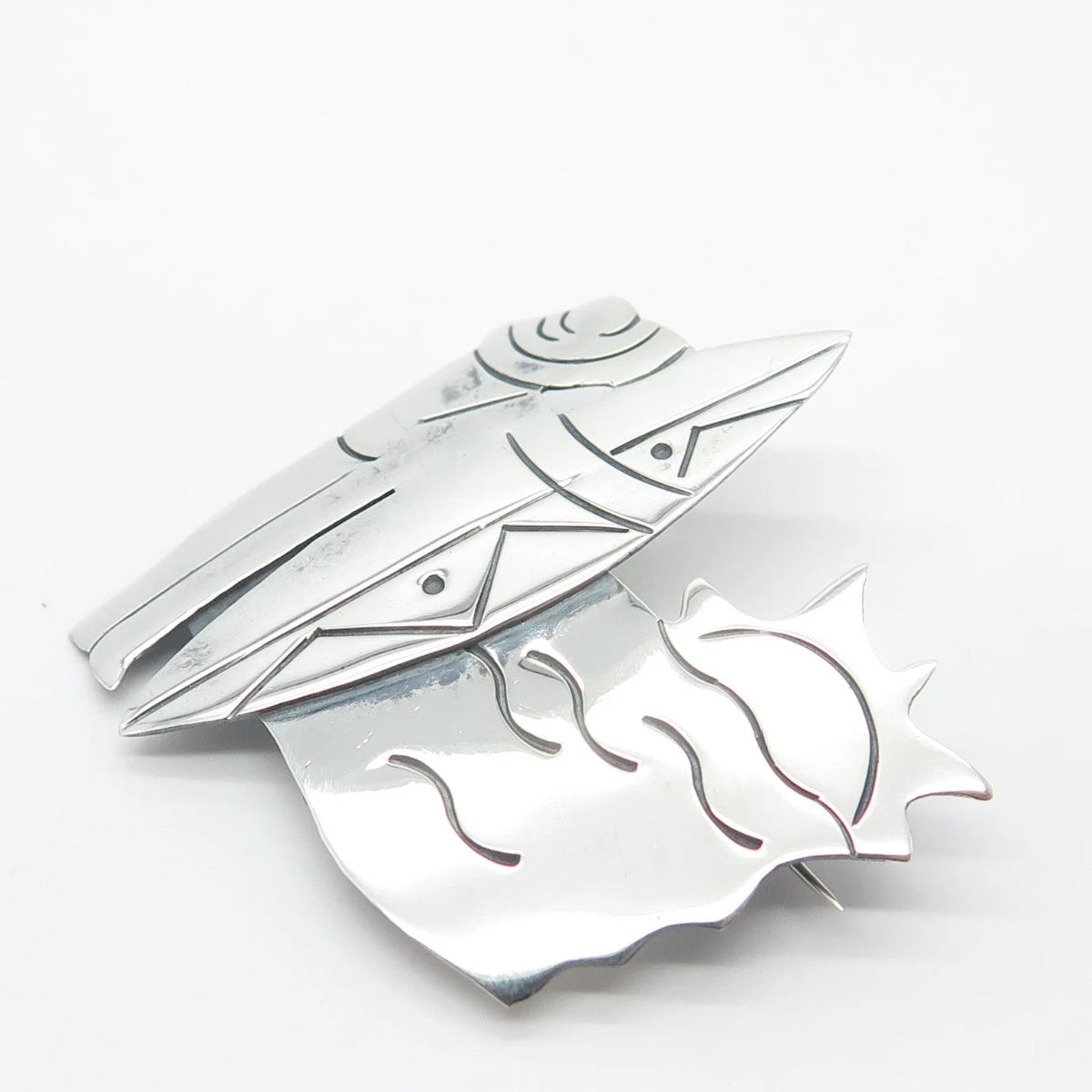 925 Sterling Silver Vintage Mexico Surfing Pin Brooch