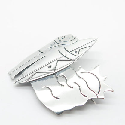 925 Sterling Silver Vintage Mexico Surfing Pin Brooch
