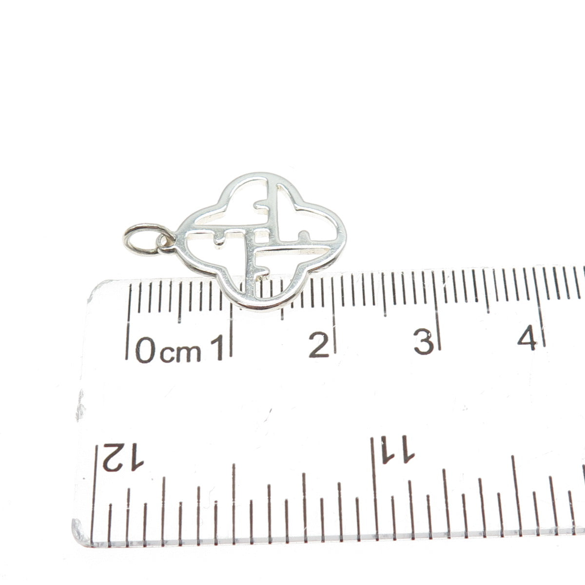 925 Sterling Silver Vintage Clover Letter F Alphabet Minimalist Charm Pendant