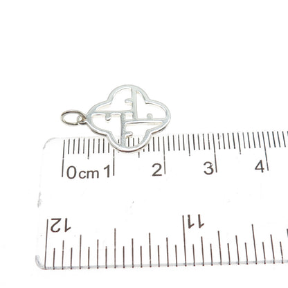 925 Sterling Silver Vintage Clover Letter F Alphabet Minimalist Charm Pendant