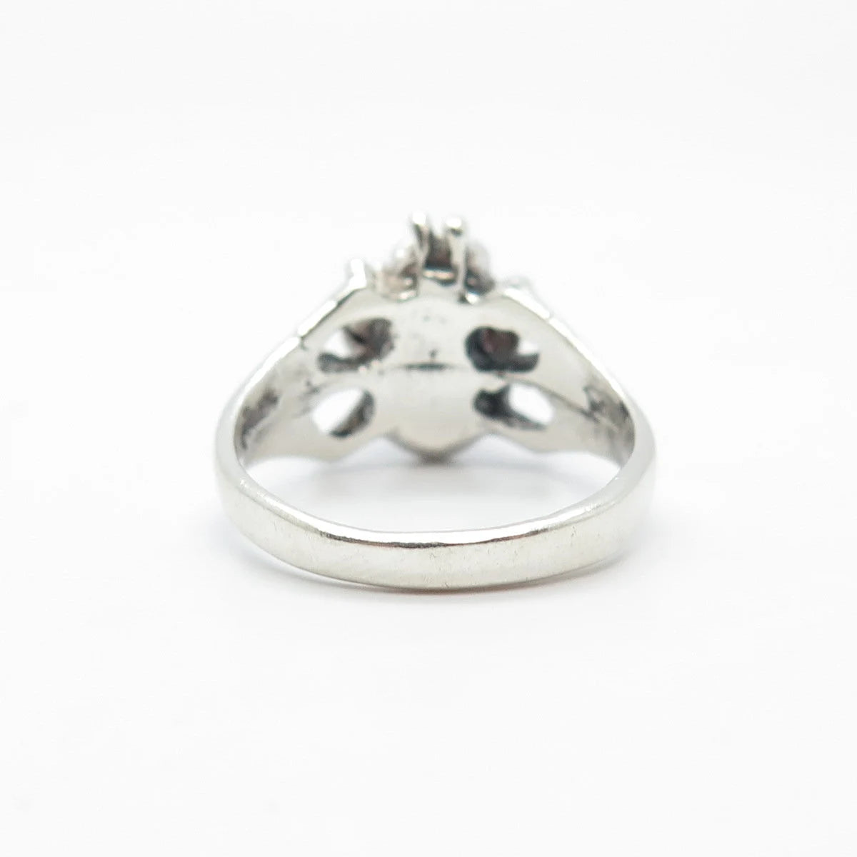 925 Sterling Silver Vintage Real Fiber Optic Cat's Eye Gem Ring Size 7.5