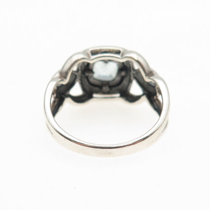 ROSS SIMONS 925 Sterling Silver Vintage Real Blue Topaz Oxidized Ring Size 8
