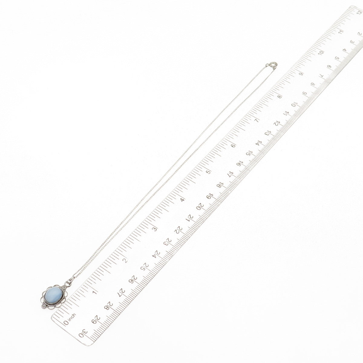 Tru-Kay 925 Sterling Silver Vintage Real Opalite Curb Chain Necklace 16"