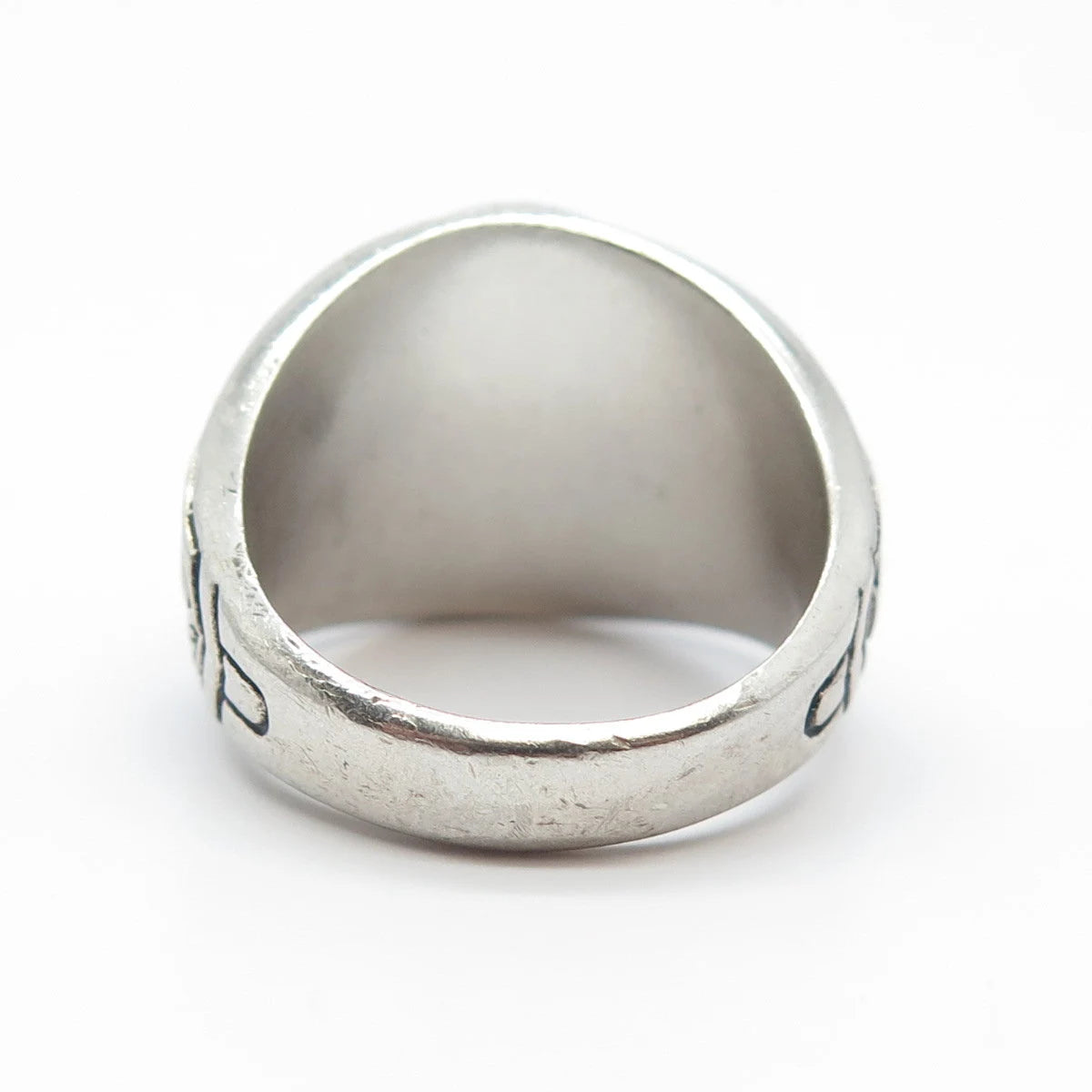 925 Sterling Silver Vintage REED Blue Glass School Ring Size 7.25