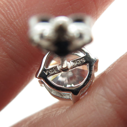 925 Sterling Silver Round-Cut C Z Stud Earrings