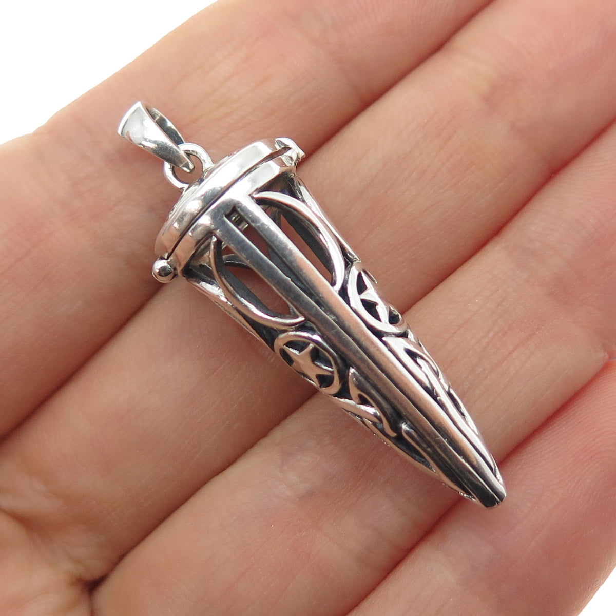 PETER STONE 925 Sterling Silver Vintage Celtic Knot Oxidized Locket Pendant