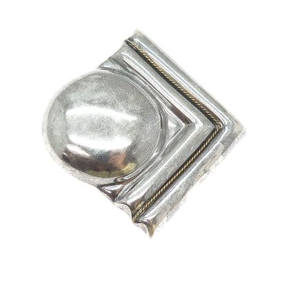 925 Sterling 2-Tone Vintage Mexico Modernist Arrow Oxidized Pin Brooch / Pendant