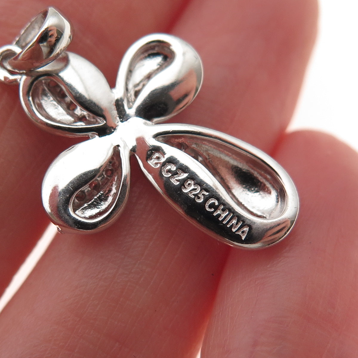 Ross Simons 925 Sterling Silver Round-Cut C Z Floral Cross Charm Pendant