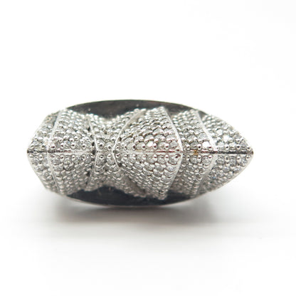 925 Sterling Silver Pave C Z Domed Ring Size 7