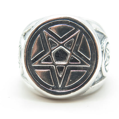 950 Silver Vintage Pentagram Star Ring Size 11.5