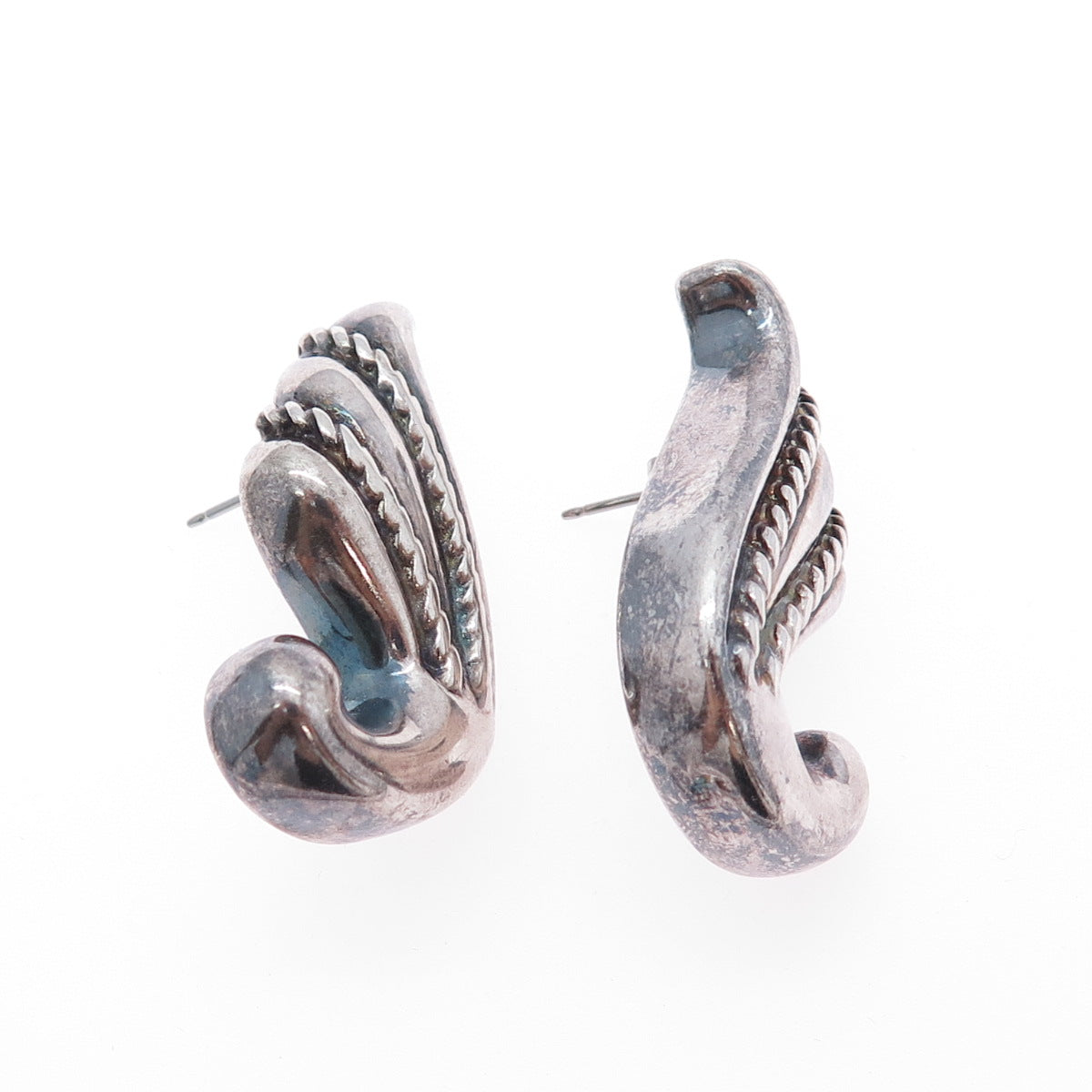 AIRIESS 925 Sterling Silver Vintage Modernist Oxidized Earrings