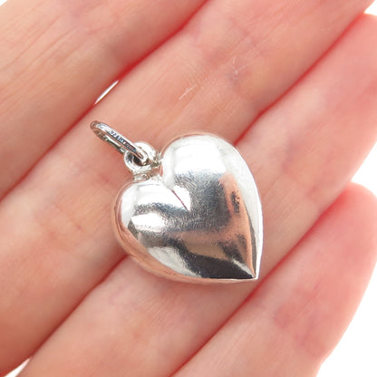 925 Sterling Silver Vintage Italy Heart Chatelaine Minimalist Charm Pendant