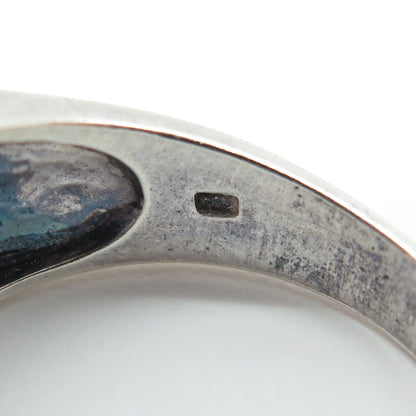 925 Sterling Silver Vintage Rainbow Enamel "Happy Pride" Ring Size 12.25