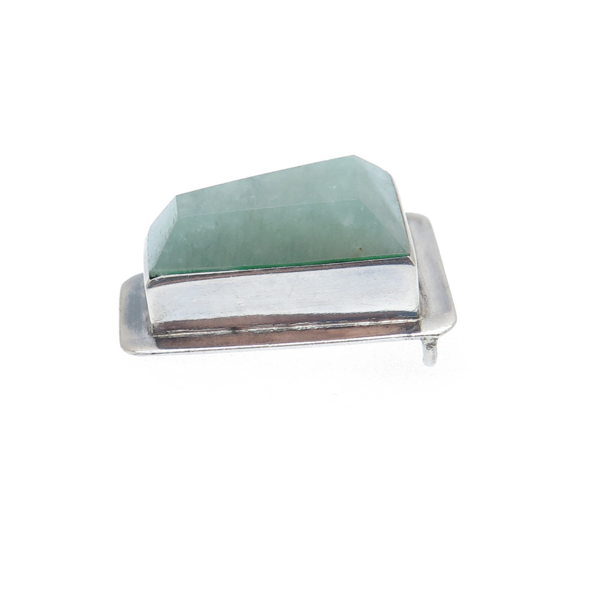 925 Sterling Silver Vintage Real Aventurine Modernist Slide Pendant