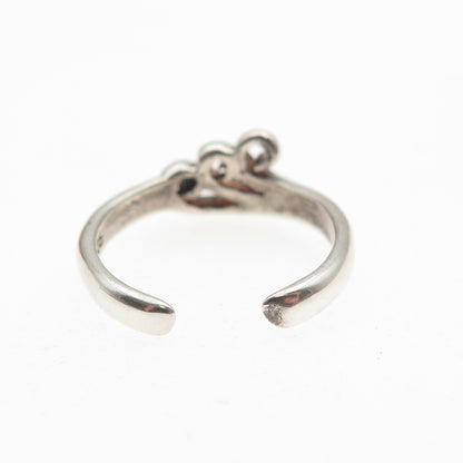 925 Sterling Silver Vintage Wave Oxidized Adjustable Ring Size 2.75