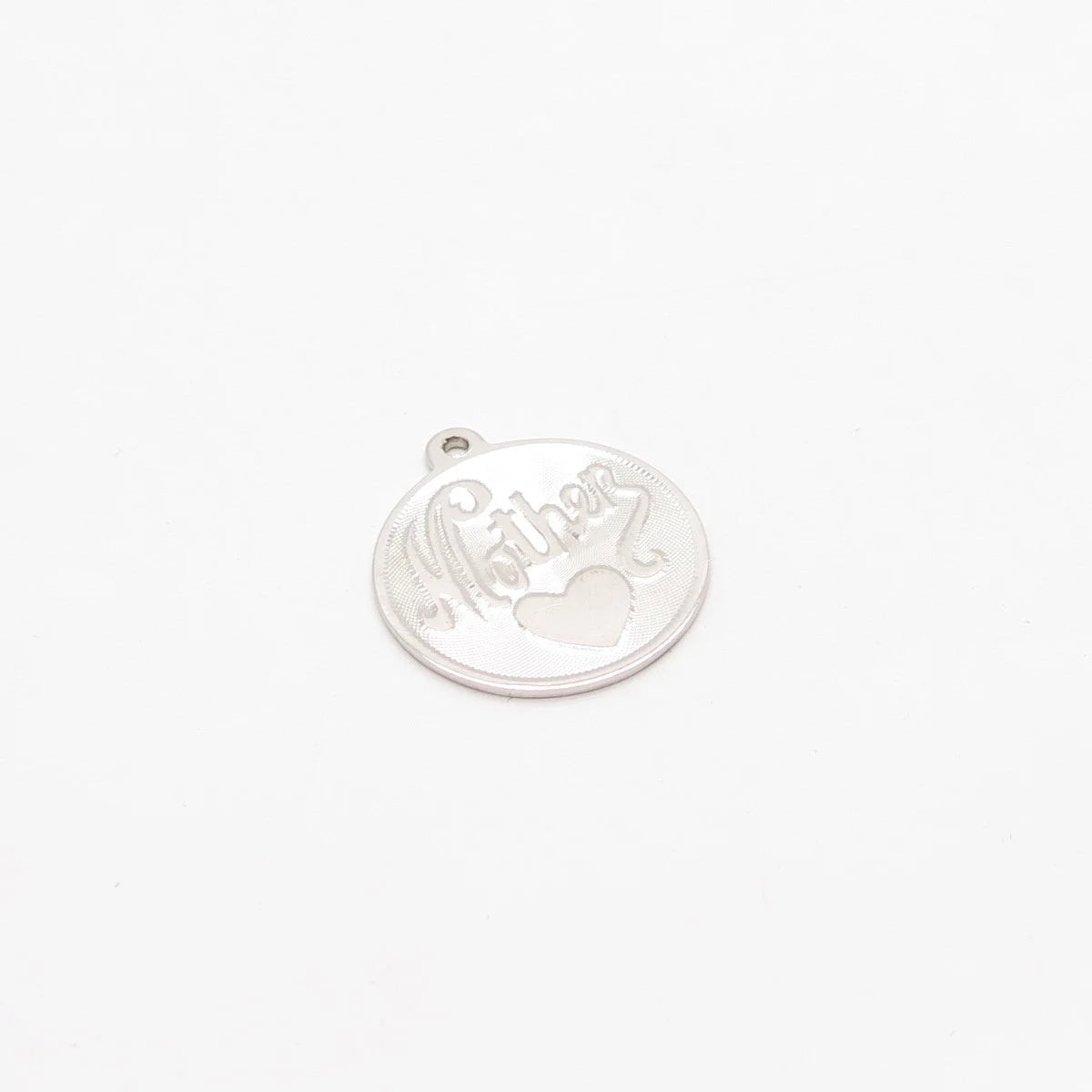 925 Sterling Silver Vintage "Mother" Heart Round Pendant