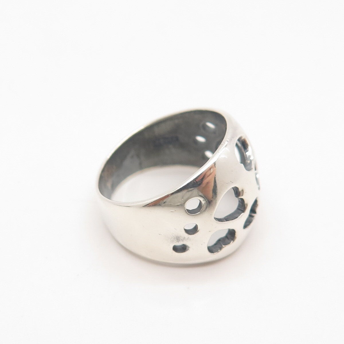 925 Sterling Silver Vintage Heart Wide Ring Size 7.5