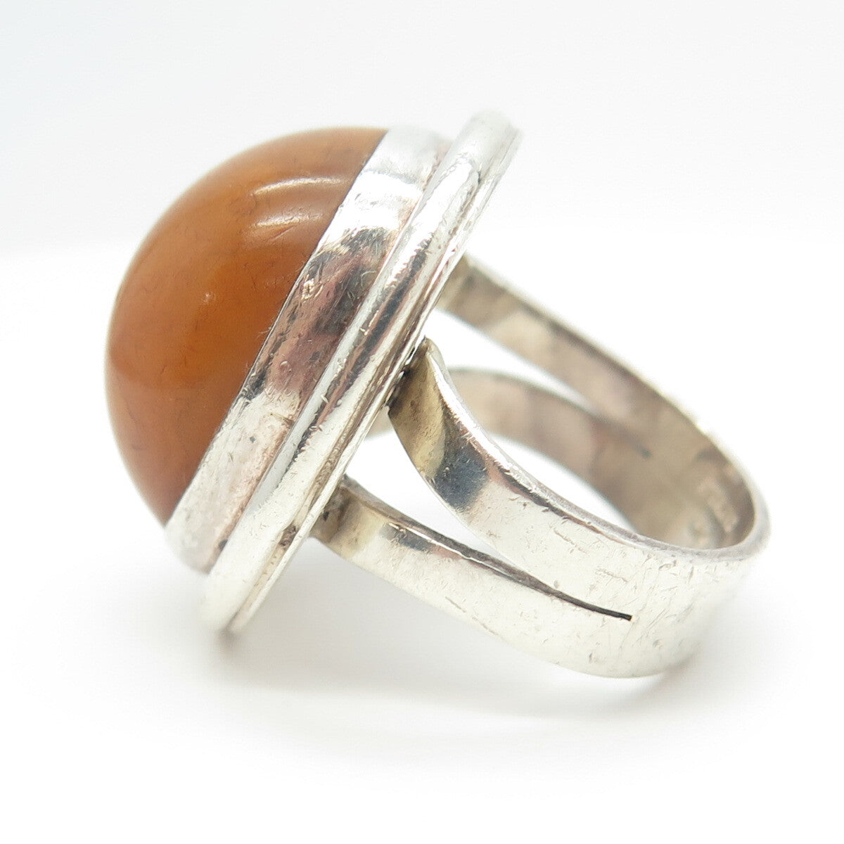 TSJC Tom Jenny Schlecht Sterling Silver Vintage Real Egg Yolk Amber Ring Size 6