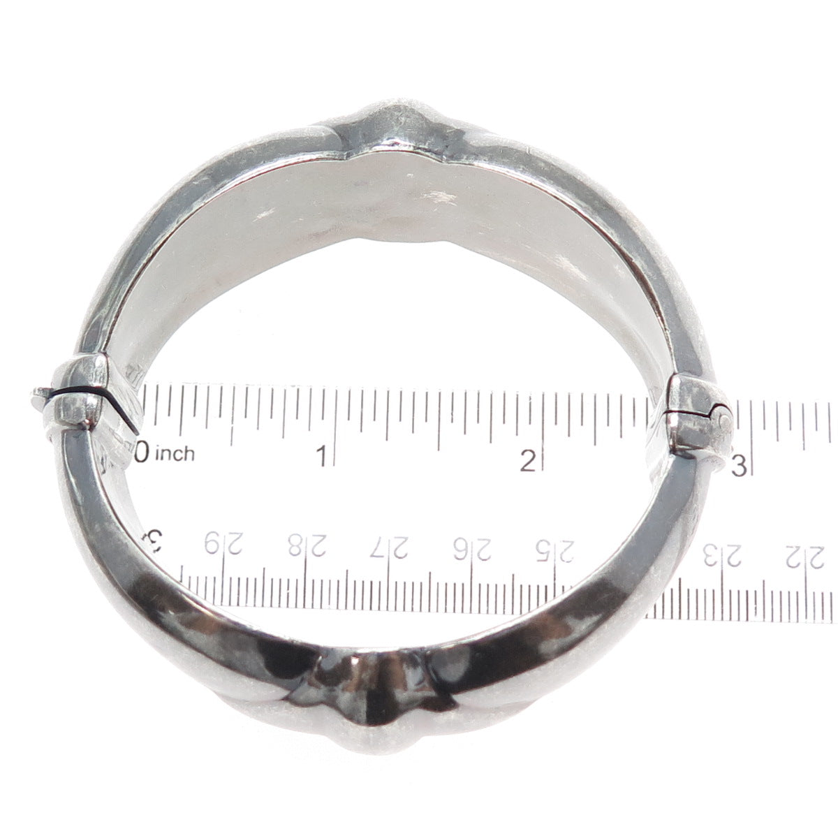 925 Sterling Silver Vintage Italy Modernist Heavy 72.5g Oxidized Bracelet 7.25"