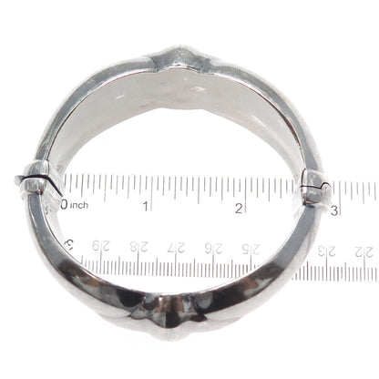 925 Sterling Silver Vintage Italy Modernist Heavy 72.5g Oxidized Bracelet 7.25"