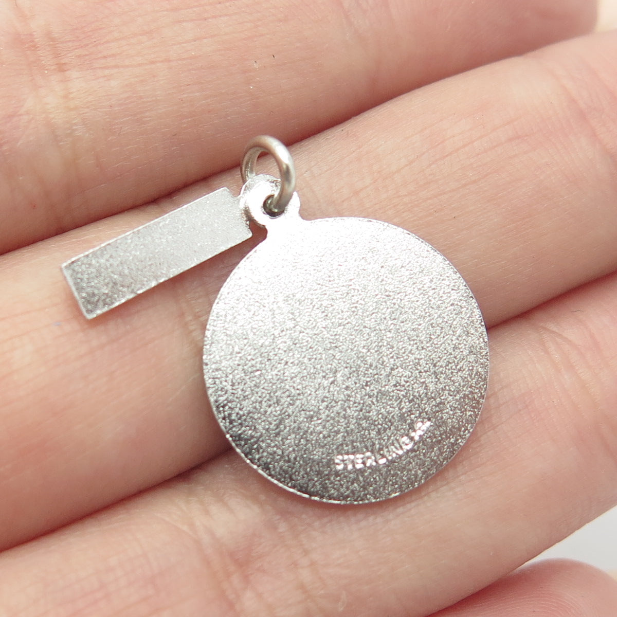 GRIFFITH & SONS Sterling Silver Vintage Enamel We're Number One Round Pendant