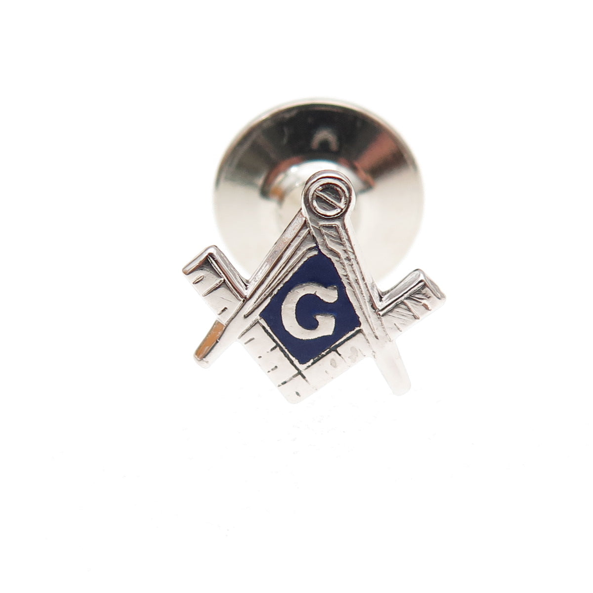 Anson 925 Sterling Silver Antique Art Deco Enamel Masonic Tie Tack / Lapel Pin