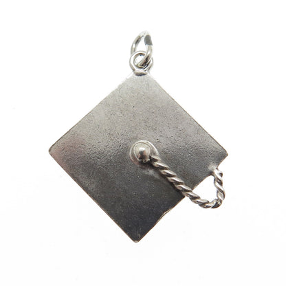 925 Sterling Silver Vintage Graduation Cap Charm Pendant